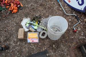 lot 699 image: Lot of (1 Bucket) Rope, Grommets, Misc. Accessories