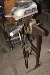 lot 610 image: Martin 45 Outboard Boat Motor, Boat Motor Stand