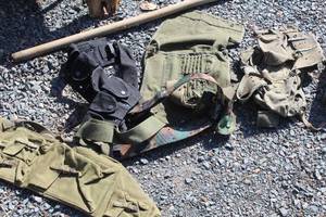 lot 862 image: Lot of (6) Vintage Military Equipment - Ammo Belts, Packs
