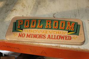 lot 931 image: Pool Room Wood Sign