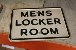 lot 932 image: Mens Locker Room Metal Sign