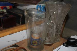 lot 711 image: Glass Beer Pitcher, Glass Vase