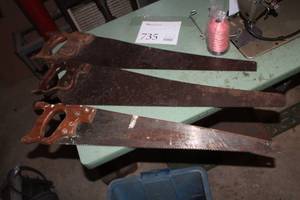 lot 735 image: Lot of (3) 26 Hand Wood Saws