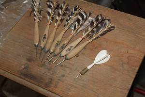 lot 1020 image: Lot of (7) Wood Darts, (1) Mini Plastic Dart