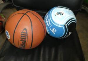 Autographed MN United soccer ball and a basketball