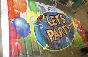 Lets Party banner approx 11 ft wide 50 tall