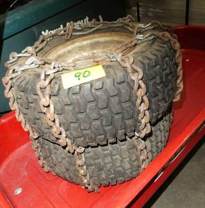 2 small snowblower wheels with chains  13x5