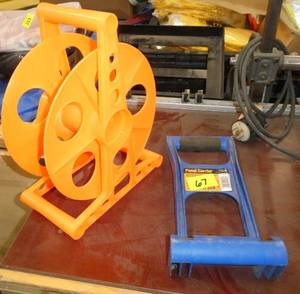 Small hose reel and a panel carrier for sheetrock or plywood