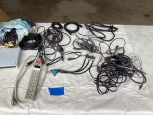 Philco cable box with cable connectors surge protector and chargers