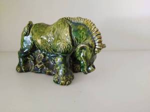lot 109 image: Vintage Glazed Ceramic Rhino