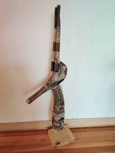 lot 123 image: Hand Carved Hand Painted Wood Gazelle Statue