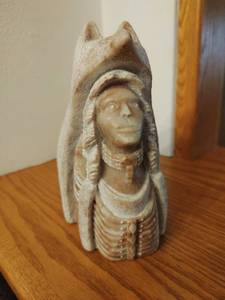 lot 5 image: Hand Carved Alabaster Native American Sculpture