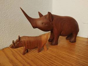 lot 54 image: Two Hand Carved Wood Animal Figurines
