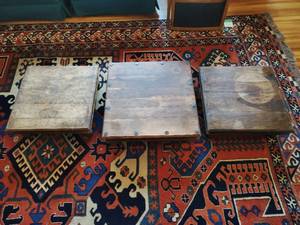 lot 63 image: Three Vintage Wood Plant StandsPlatforms