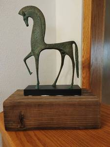 lot 87 image: Metal Horse Figurine with Wood Base