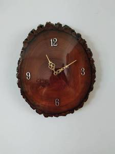 lot 208 image: Vintage Wood Slab Wall Clock