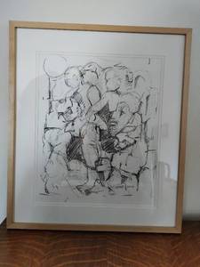 lot 216 image: Framed Original Multiple Exposure Charcoal Pencil Drawing by Joyce Schmidt