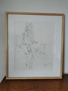 lot 217 image: Framed Original Figure Study Keep it Going Charcoal Drawing by Joyce Schmidt