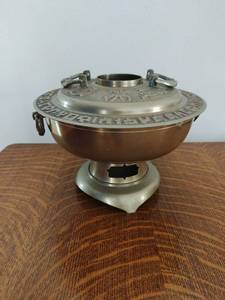 lot 29 image: Old Brass Hot Pot Warmer Fondue Brazier