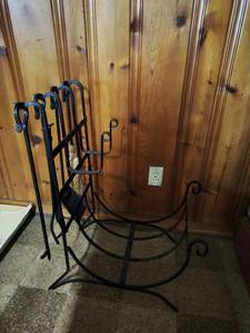lot 439 image: Log HolderFire Poker Set