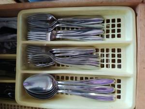 lot 237 image: Collection of Silverware, Knives, and Serving Utensils