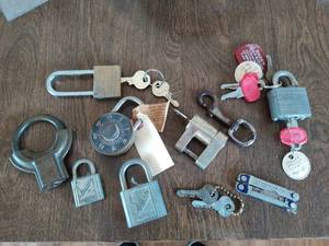 lot 246 image: Collection of Old Locks, Keys & Leatherman