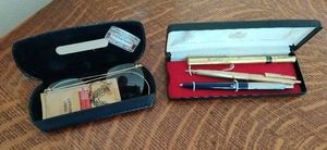 lot 42 image: Old Pen, Pencil and Eye Glasses