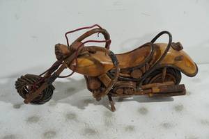lot 123 image: Highly Detailed Wood Motorcycle Replica Model