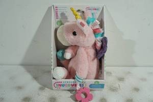 lot 34 image: NEW Sensory Snuggables Unicorn Baby Toy