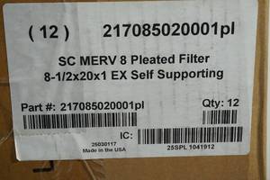 lot 148 image: 12 SC MERV 8 Pleated Filters - 8.5 x 20 x 1