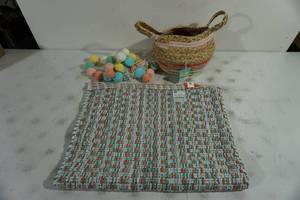 lot 198 image: Woven Rug, Basket