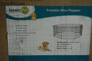 lot 209 image: Iconic Pet Portable Wire Play Pen - 8 Panel