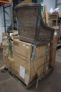 lot 210 image: Pallet of Repairables - Refrigerator, Dresser, Desk, Chair