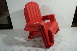 lot 211 image: 3 NEW Interior Childrens Plastic Chairs - Red