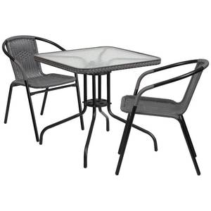 lot 213 image: NEW Table with 2 Stackable Chairs Patio Set
