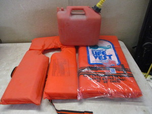 2 Life Jackets and Small gas can