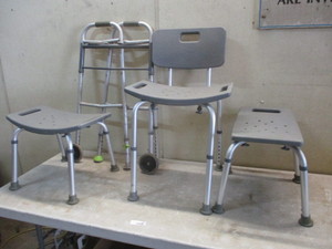 2 Aluminum Frame Shower stools, shower chair and walker