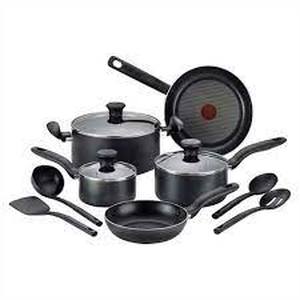 lot 15 image: T-fal Simply Cook 12pc Nonstick Cookware Set - Black