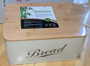 Royal House Metal Bread Box with Bamboo Lid
