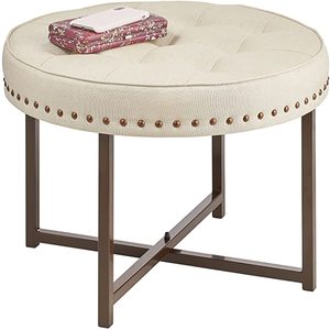 Round Padded Stool with Studs
