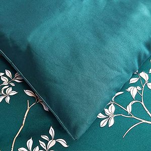 Fanoyol King Comforter Set, Tree Branch and Leaves Printed Pattern, Dark Green