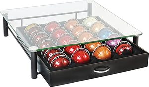Crystal Tempered Glass Nespresso Vertuoline Storage Drawer Holder for Capsules