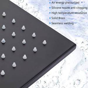 FUZ 16 Inch LED Matte Black Square Rainfall Shower Head