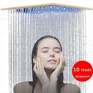 FUZ 16 Inch LED Gold Square Rainfall Shower Head