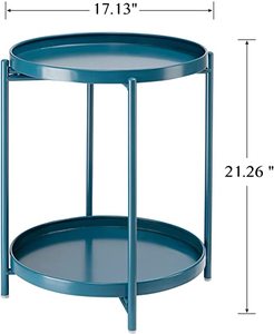 Danpiner3 2 Tier Metal Patio Table, Dark Green