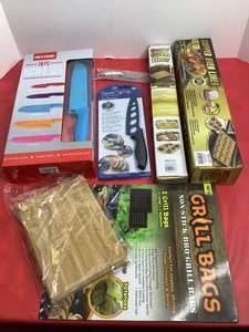 Kitchen Accesories Knives, Cooper Baking Sheets, Cutting Board - Everything is New