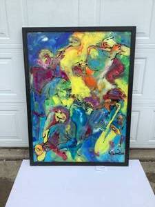 Large Abstract Painting on Glass 32 by 48