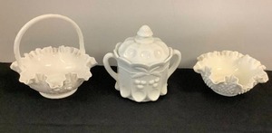 3 Milk Glass Dcor