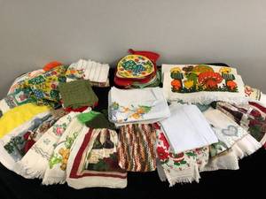 Vintage Towels, Pillowcase, Apron and Rags