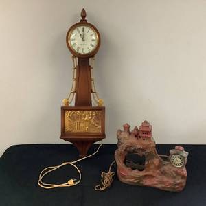 GE Wall Clock and Vintage Fishbowl Lamp